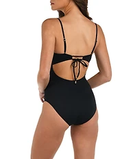 La Blanca Island Goddess Shirred Bandeau One Piece Swimsuit