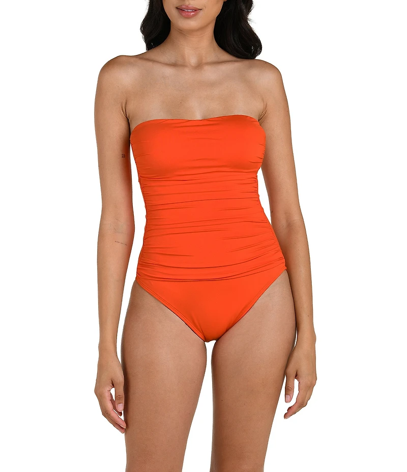 La Blanca Island Goddess Shirred Bandeau One Piece Swimsuit