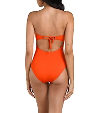 La Blanca Island Goddess Shirred Bandeau One Piece Swimsuit