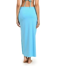La Blanca Island Goddess Side Shirred High Leg Maxi Skirt Swim Cover-Up