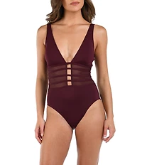 La Blanca Island Goddess Strappy Mesh One Piece Swimsuit