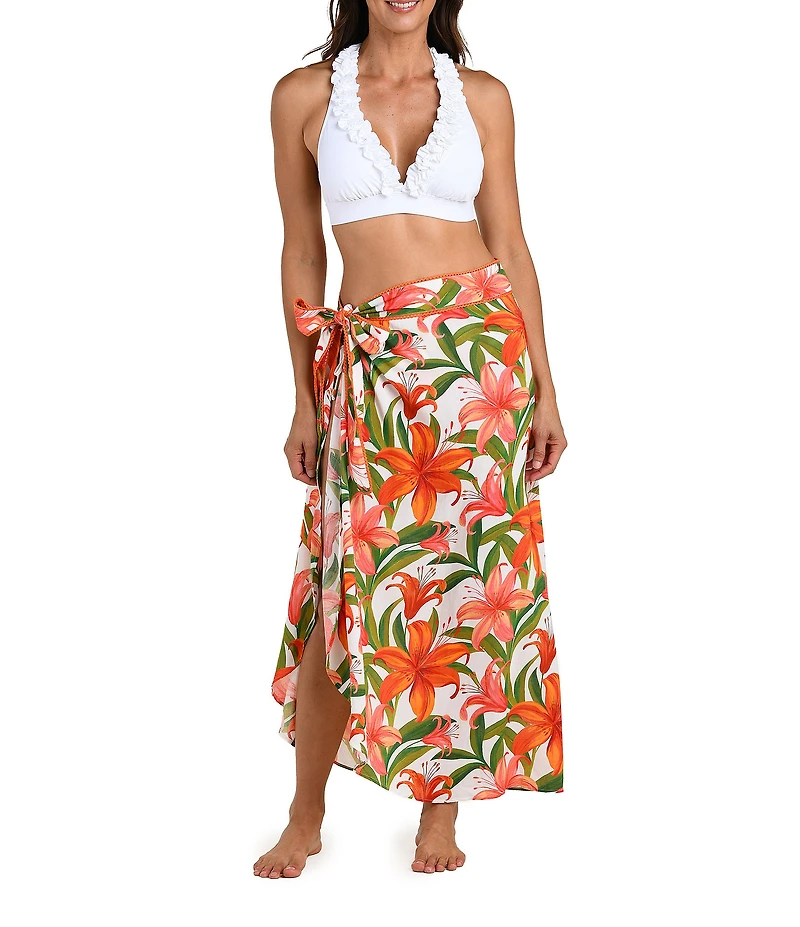 La Blanca Jungle Blossom Tie Wrap Skirt Swim Cover-Up