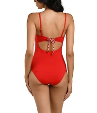 La Blanca Mariner Blooms Strapless Tummy Control Bandeau One Piece Swimsuit