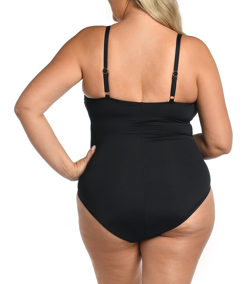 La Blanca Plus Size Island Goddess Scoop Neck Tummy Control Tank One Piece Swimsuit