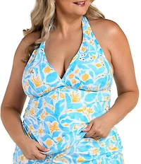 La Blanca Plus Size Trinket Treasure Halter Tie Neck Tankini Swim Top