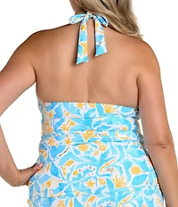 La Blanca Plus Size Trinket Treasure Halter Tie Neck Tankini Swim Top