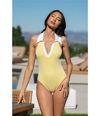 La Blanca Prep & Paddle V-Collared Racerback One Piece Swimsuit