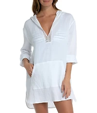 La Blanca Seaside Covers Cotton Gauze Hooded Tunic Swim Cover Up