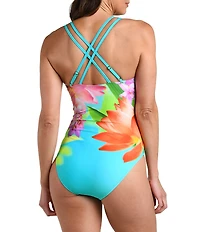 La Blanca Sunset Botanica Underwire Bra Tummy Control Tank One Piece Swimsuit