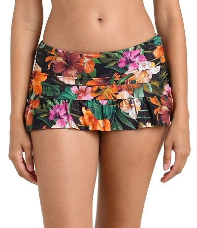 La Blanca Tropical Floral Hideaway Skirted Swim Bottom