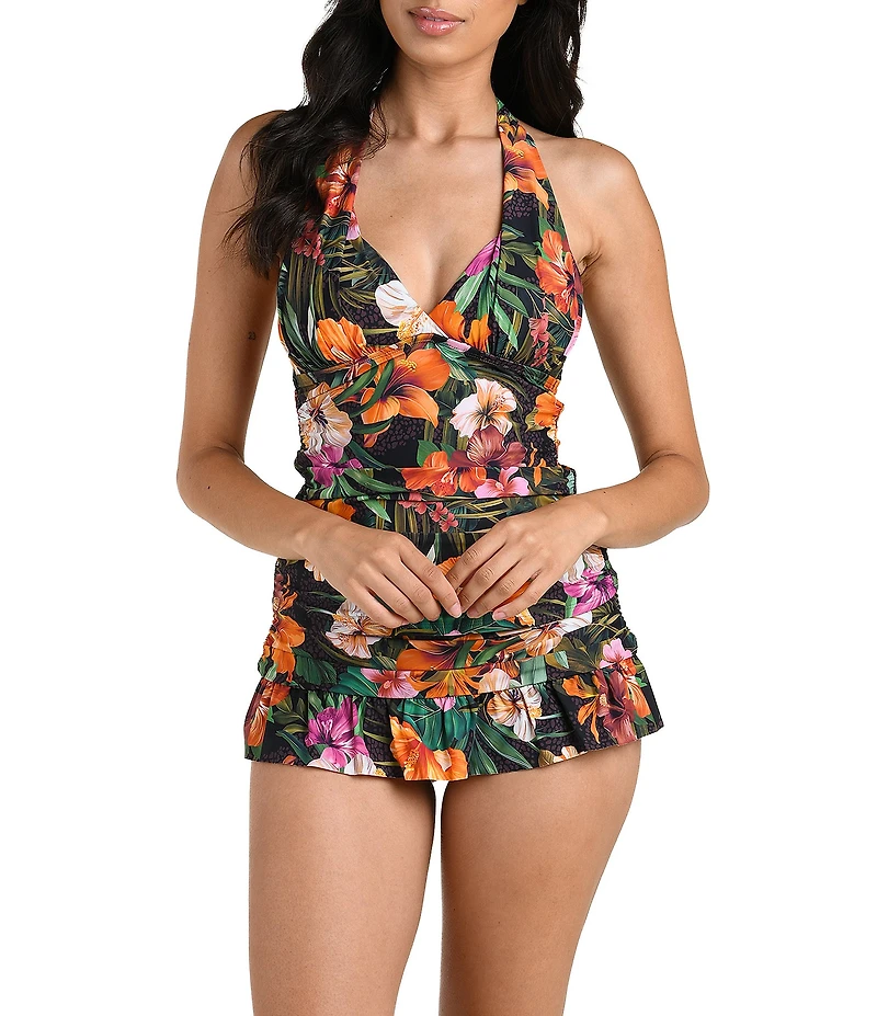 La Blanca Tropical Floral Hideaway Skirted Swim Bottom