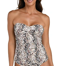 La Blanca Wild Whispers Front Leopard Print Twist Shirred Bandini Swim Top
