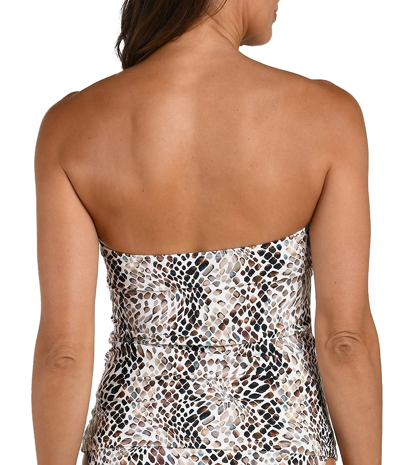 La Blanca Wild Whispers Front Leopard Print Twist Shirred Bandini Swim Top