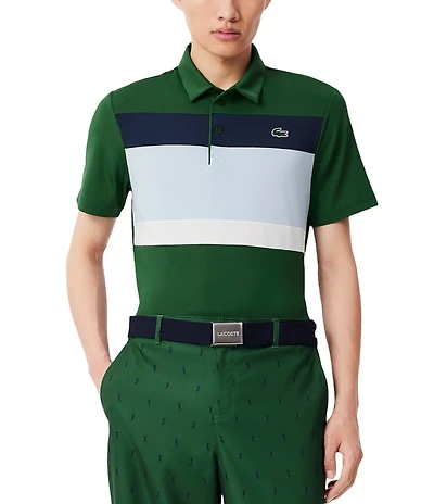 Lacoste Big & Tall Bold Stripe Performance Stretch Short Sleeve Polo Shirt