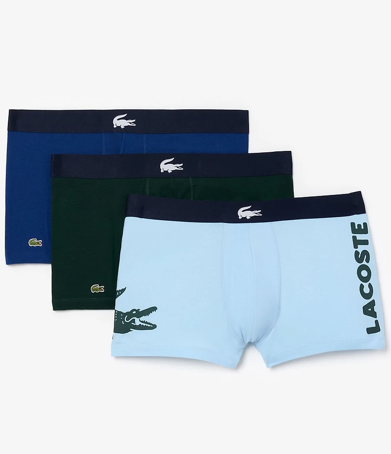 Lacoste Big Croc 5#double; Inseam Boxer Briefs 3-Pack