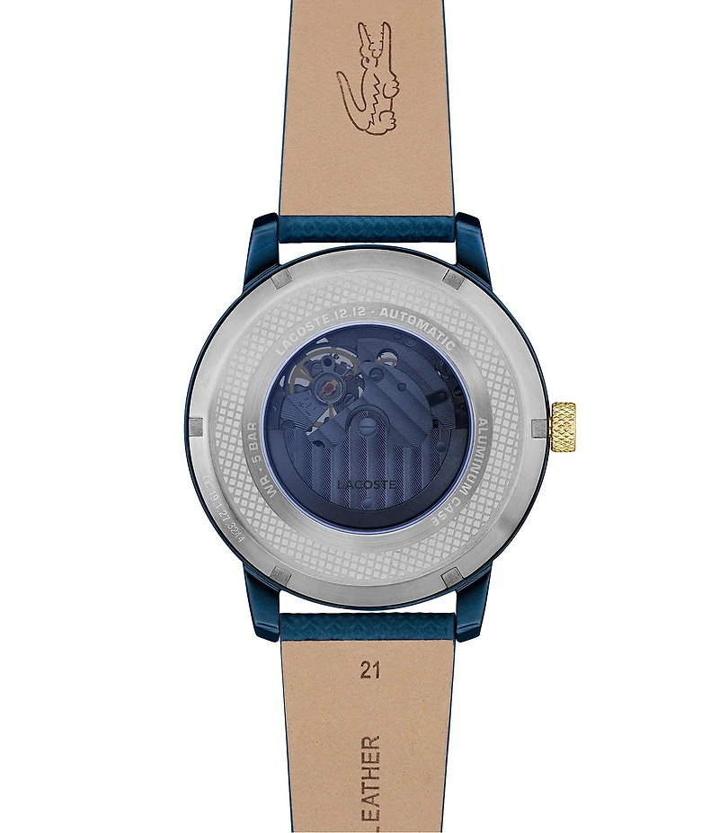Lacoste Men's 12.12 Automatic Leather Strap Watch