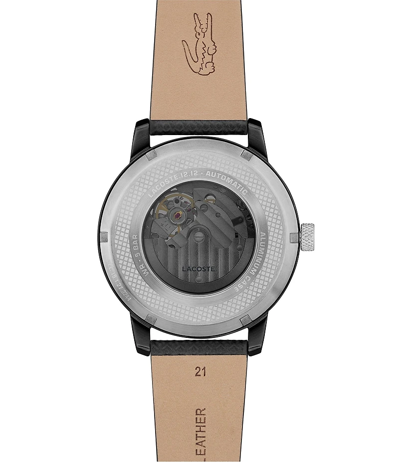 Lacoste Men's 12.12 Automatic Leather Strap Watch