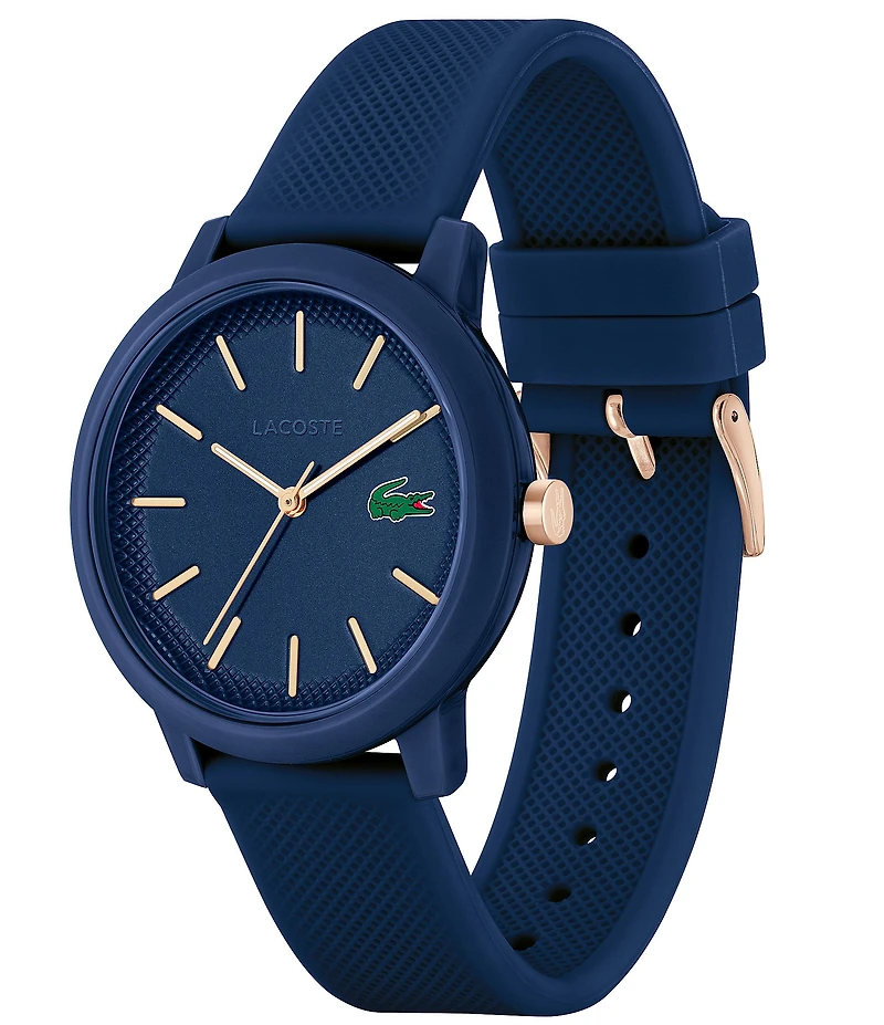 Lacoste Men's 12.12 Quartz Analog Black Textured Silicone Watch