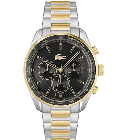 Lacoste Men's 42mm Vancouver Chronograph Two Tone Stainless Steel Bracelet Watch