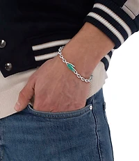 Lacoste Men's Arthor Crystal Crocodile Stainless Steel Line Bracelet