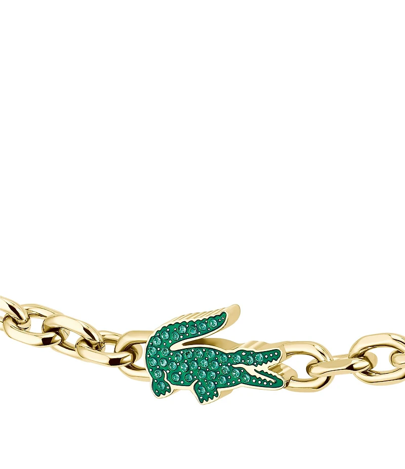 Lacoste Men's Arthor Crystal Crocodile Stainless Steel Line Bracelet