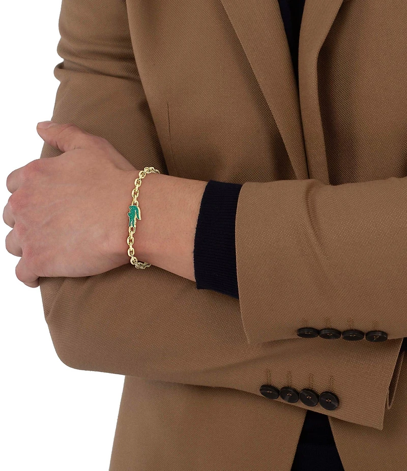 Lacoste Men's Arthor Crystal Crocodile Stainless Steel Line Bracelet