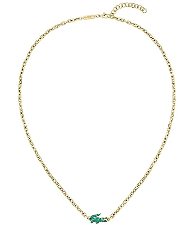 Lacoste Men's Arthor Crystal Crocodile Stainless Steel Short Pendant Necklace