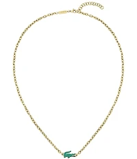 Lacoste Men's Arthor Crystal Crocodile Stainless Steel Short Pendant Necklace