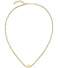Lacoste Men's Arthor Crystal Crocodile Stainless Steel Short Pendant Necklace