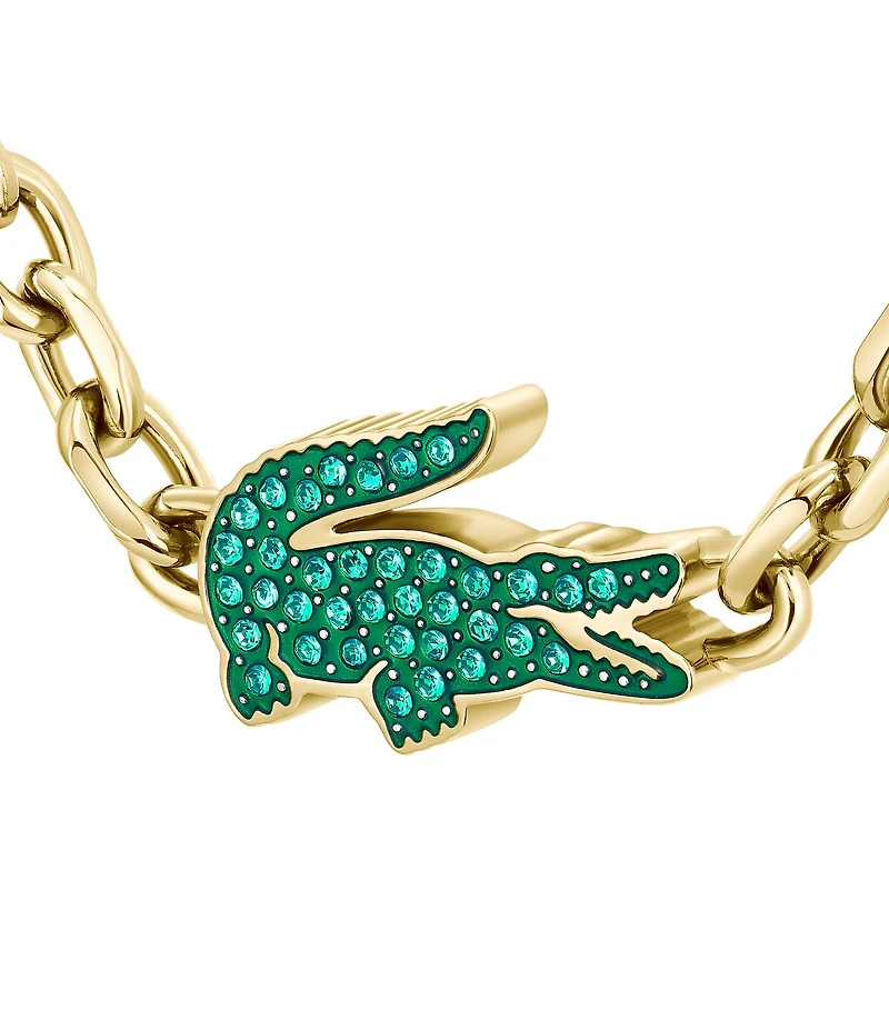 Lacoste Men's Arthor Crystal Crocodile Stainless Steel Short Pendant Necklace