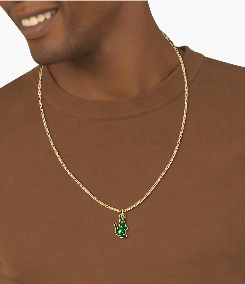 Lacoste Men's Arthor Yellow Gold IP Short Pendant Necklace