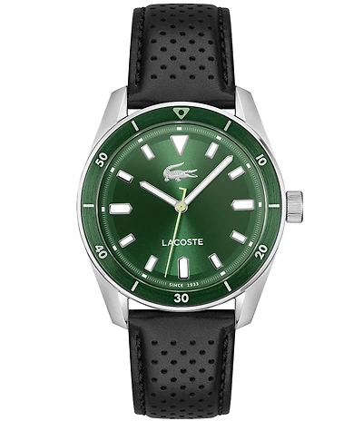 Lacoste Men's Boston Analog Black Leather Strap Watch