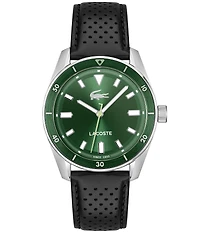 Lacoste Men's Boston Analog Black Leather Strap Watch