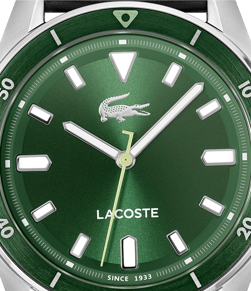 Lacoste Men's Boston Analog Black Leather Strap Watch