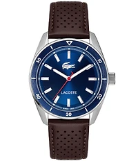 Lacoste Men's Boston Analog Leather Strap Watch
