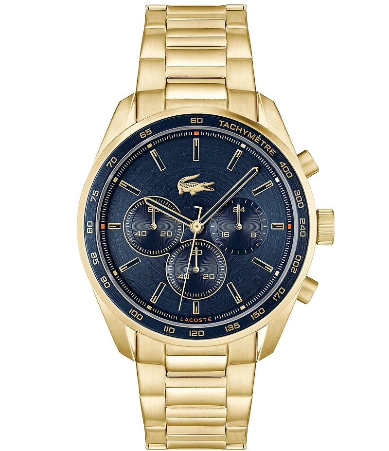 Lacoste Men's Boston Quartz Chronograph Gold Tone Stainless Steel Bracelet Watch