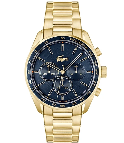 Lacoste Men's Boston Quartz Chronograph Gold Tone Stainless Steel Bracelet Watch