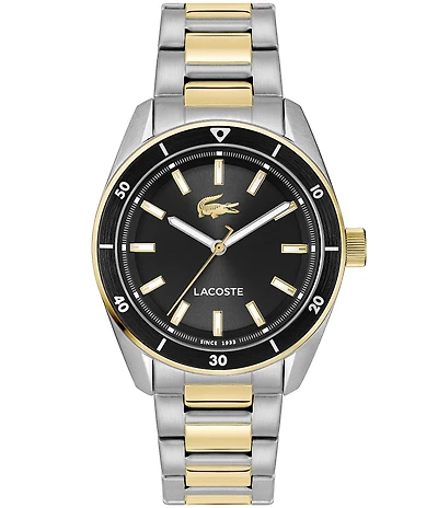 Lacoste Men's Boston Three Hand Two Tone Stainless Steel Bracelet Watch
