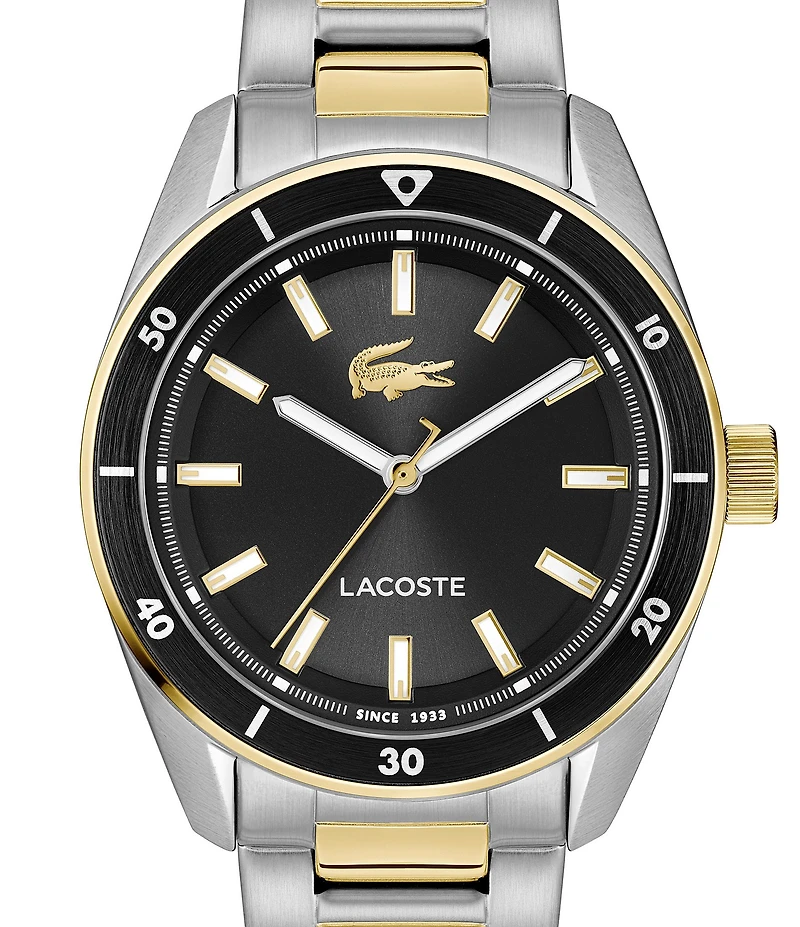 Lacoste Men's Boston Three Hand Two Tone Stainless Steel Bracelet Watch