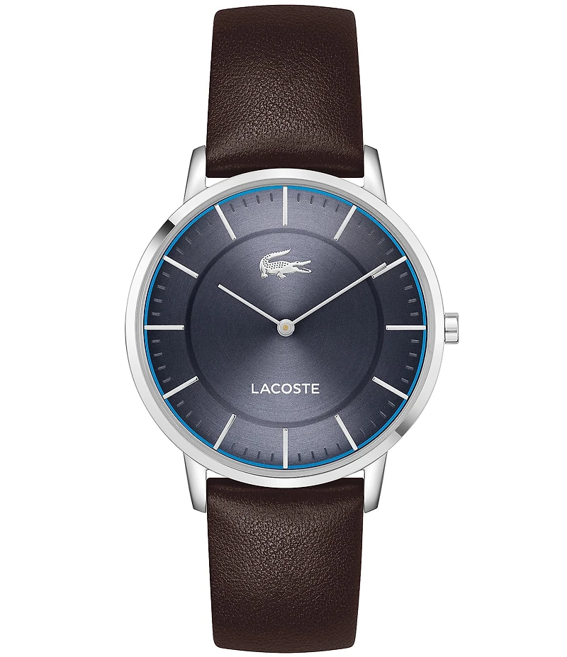 Lacoste Men's Crocorigin Two Hand Leather Strap Watch