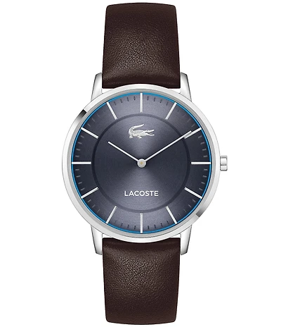 Lacoste Men's Crocorigin Two Hand Leather Strap Watch