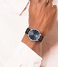 Lacoste Men's Crocorigin Two Hand Leather Strap Watch