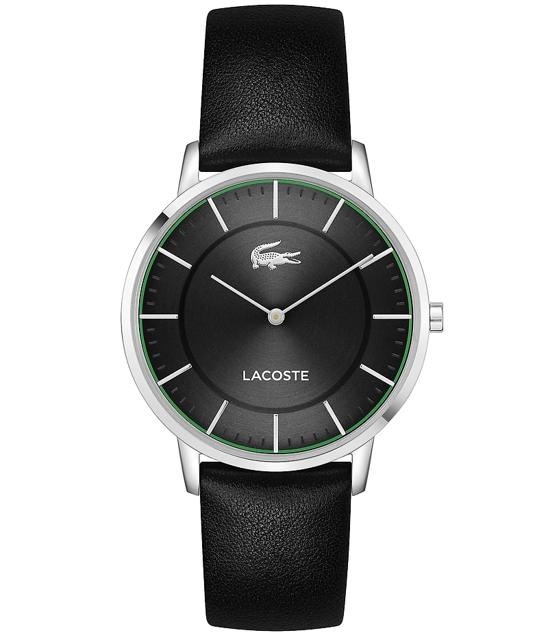 Lacoste Men's Crocorigin Two Hand Leather Strap Watch