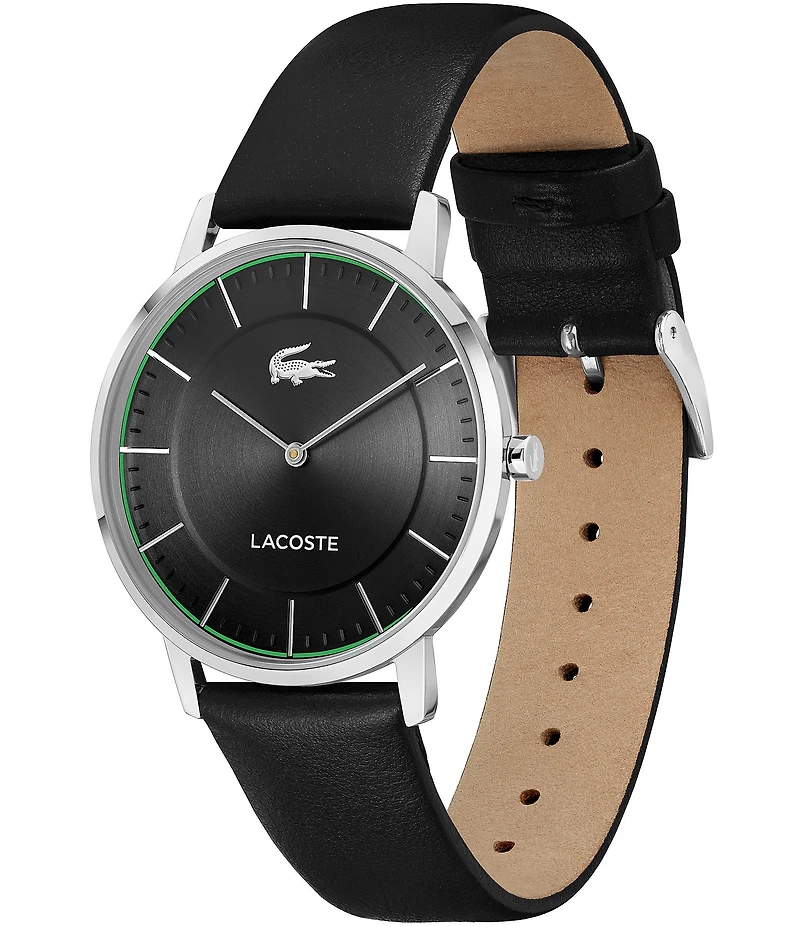 Lacoste Men's Crocorigin Two Hand Leather Strap Watch
