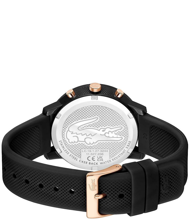 Lacoste Men's L 12.12. Chronograph Black Silicone Strap Watch