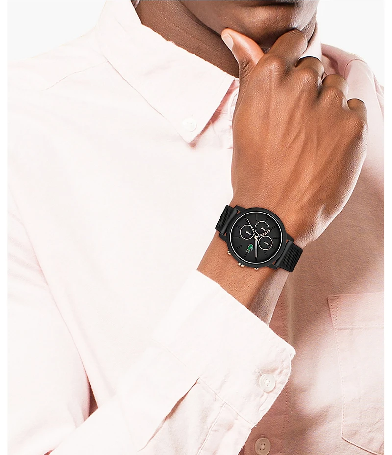 Lacoste Men's L 12.12. Chronograph Black Silicone Strap Watch