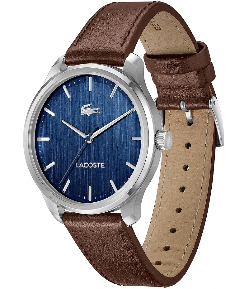 Lacoste Men's Lisbon Three Hand Leather Strap Watch