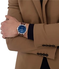 Lacoste Men's Lisbon Three Hand Leather Strap Watch