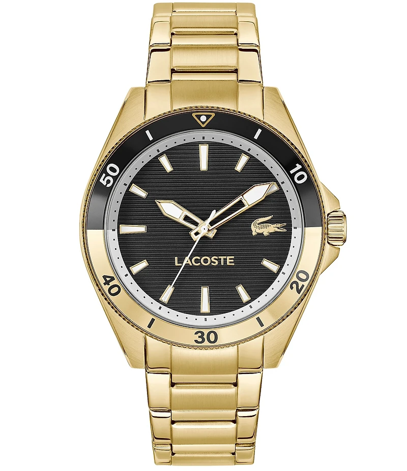 Lacoste Men's Mainsail Quartz Three Hand Gold Tone Stainless Steel Bracelet Watch