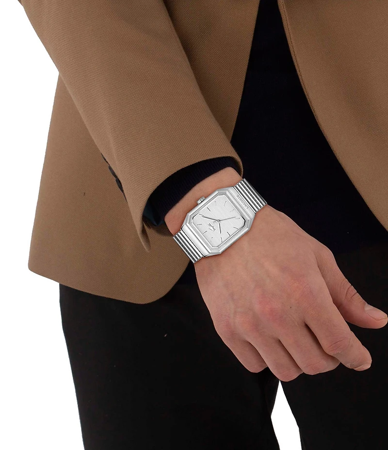 Lacoste Men's Rene Three Hand Stainless Steel Mesh Bracelet Watch